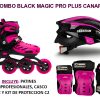 Combo completo Patin Black Magic pro plus canariam patines casco y protecciones